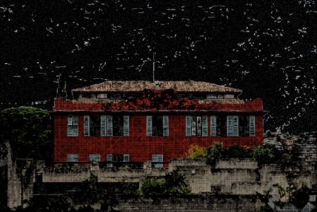 124 - Villa Arson, façade sud. FlowAutomaton 38628 agents 475 itérations. 2021. Crédit photo CC BY Zil