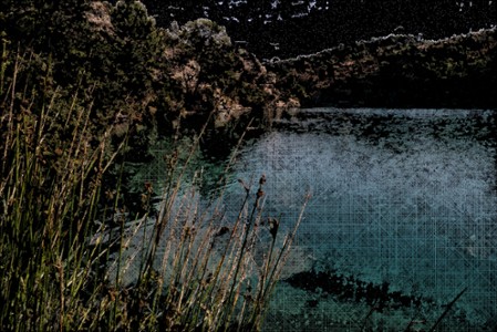 125 - Une crique du lac d'Esparron. FlowAutomaton 20983 agents 475 itérations. 2021.