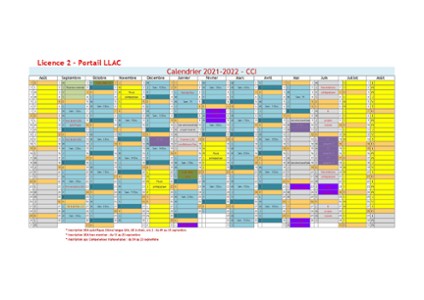 Calendrier Portail LLAC L2 2021-2022 (MàJ)