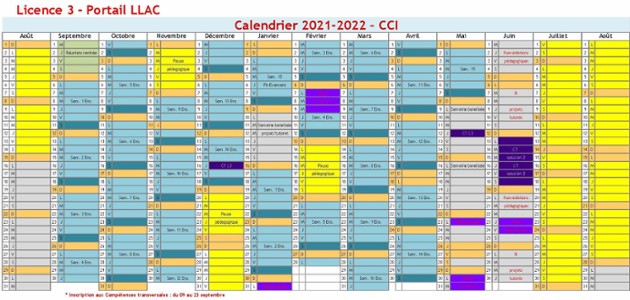 Calendrier Portail LLAC L3 2021-2022 (MàJ)