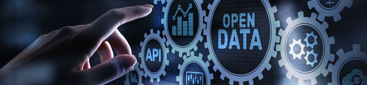 Open data database integration api internet technology concept.