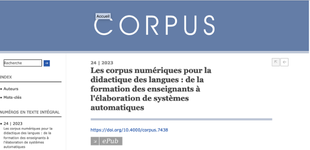 Capture écran OPEN Corpus