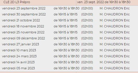 EDT CLE D2 - GROUPE 1
