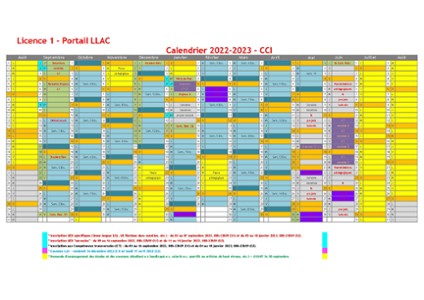 Visuel calendrier L1 LLAC